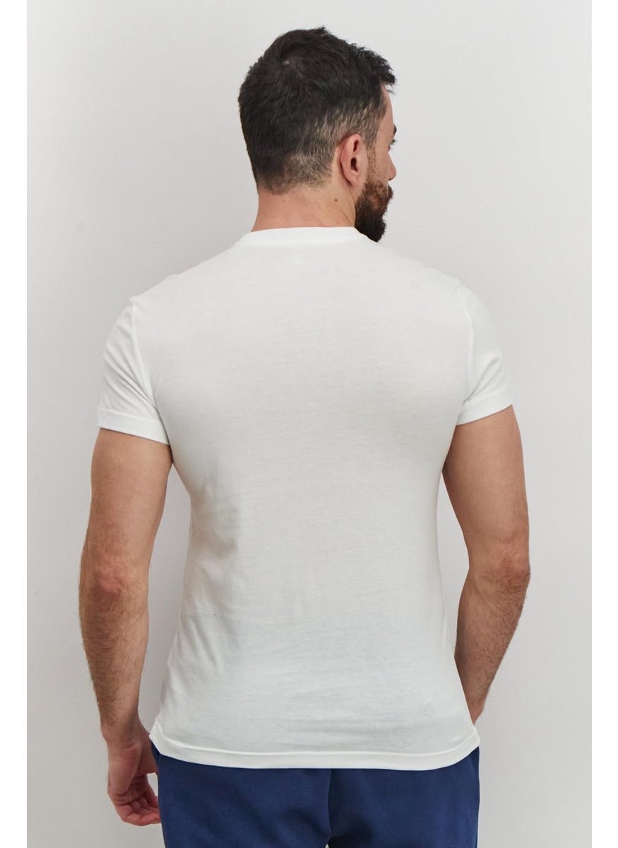 Men Sport Fit Short Sleeves Big Logo T-shirt, White