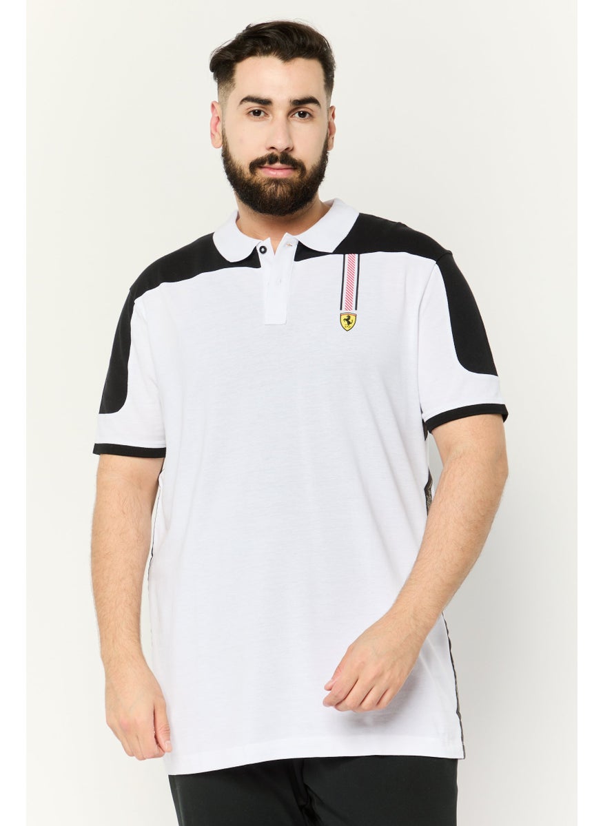 Men Regular Fit Brand Logo Short Sleeves Polo, White