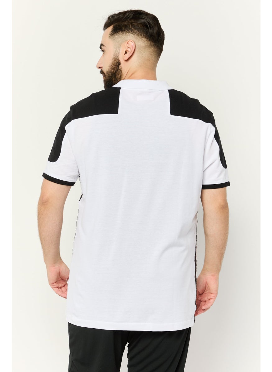 Men Regular Fit Brand Logo Short Sleeves Polo, White