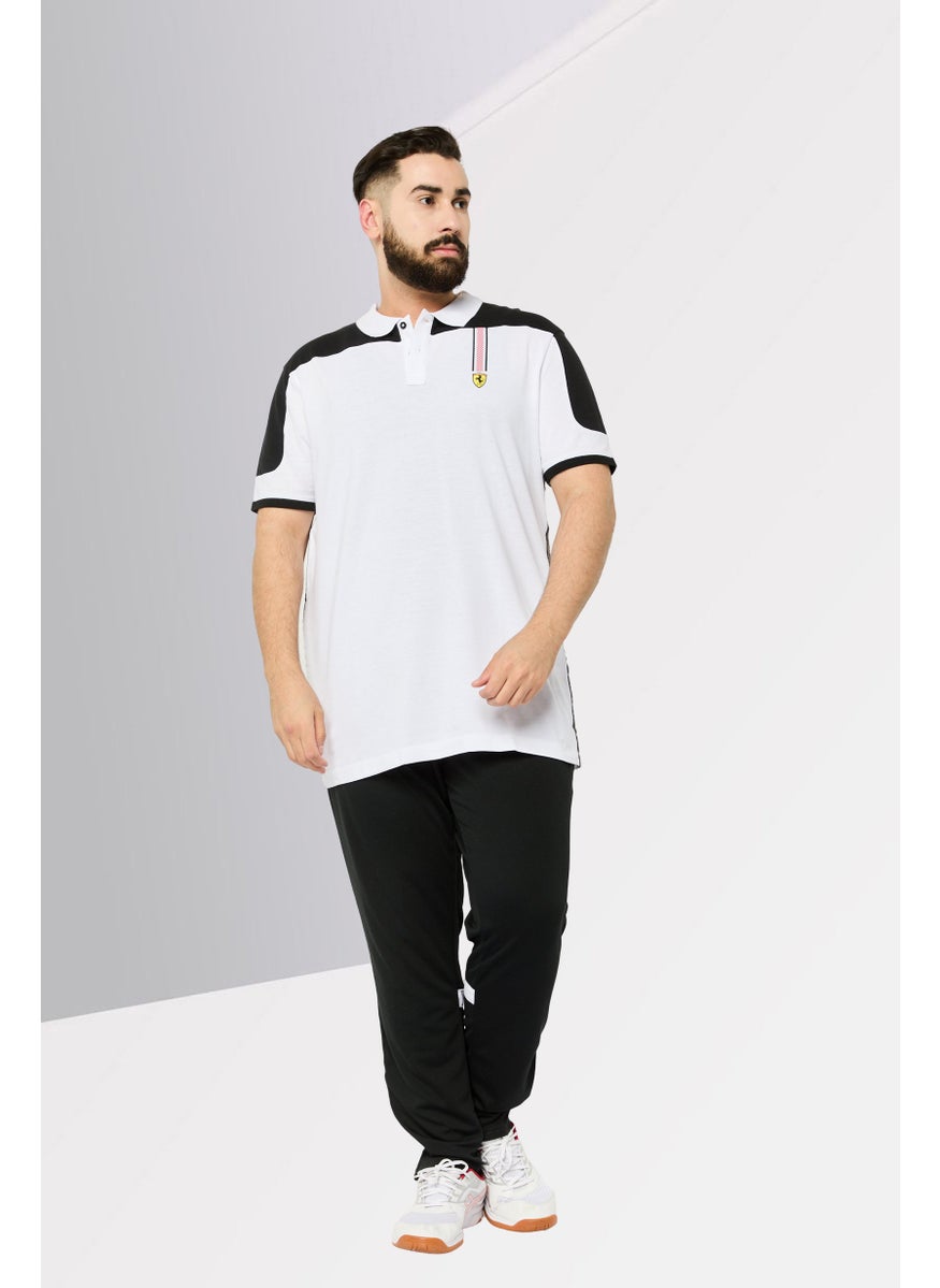Men Regular Fit Brand Logo Short Sleeves Polo, White