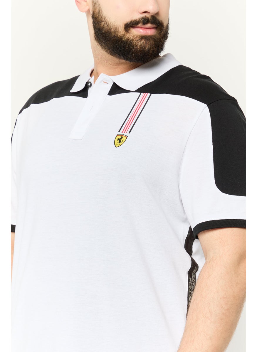 Men Regular Fit Brand Logo Short Sleeves Polo, White