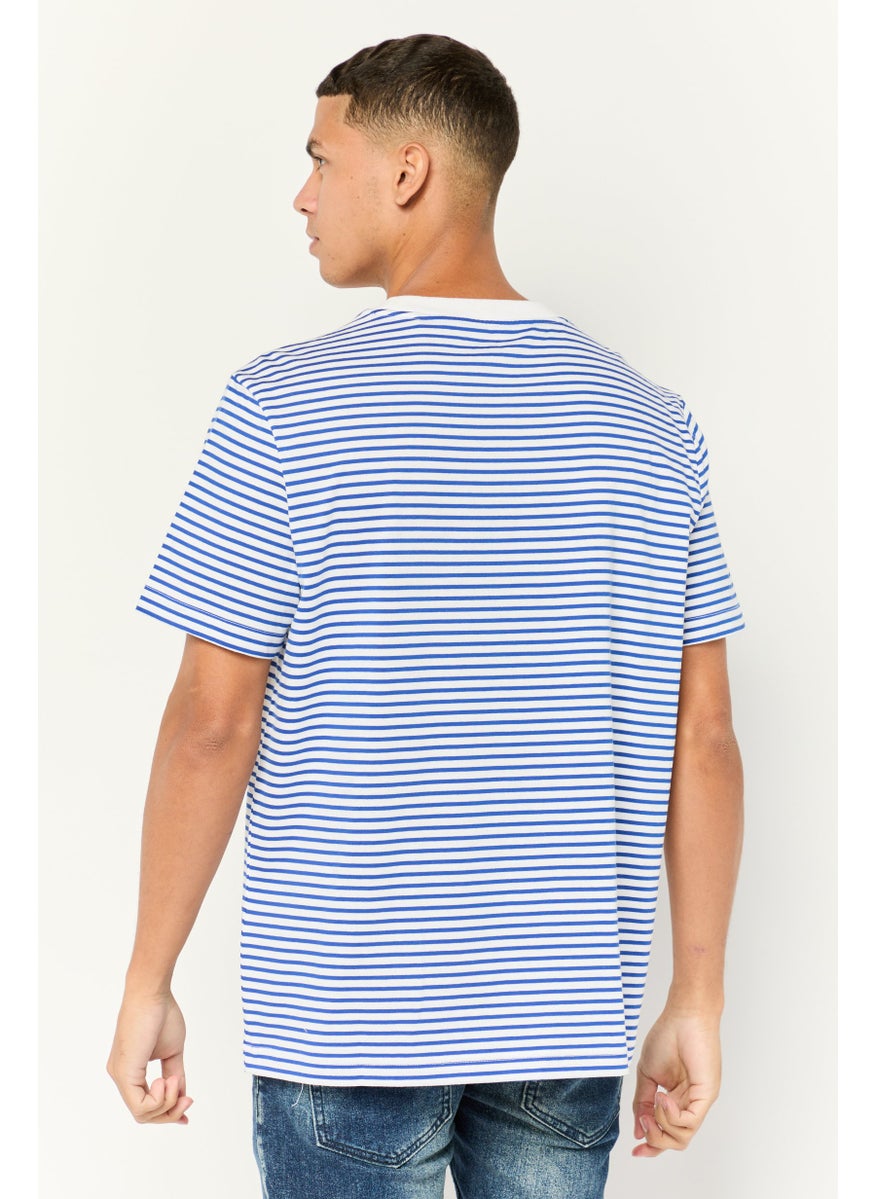Men Round Neck Short Sleeves Stripe T-Shirt, Multicolor