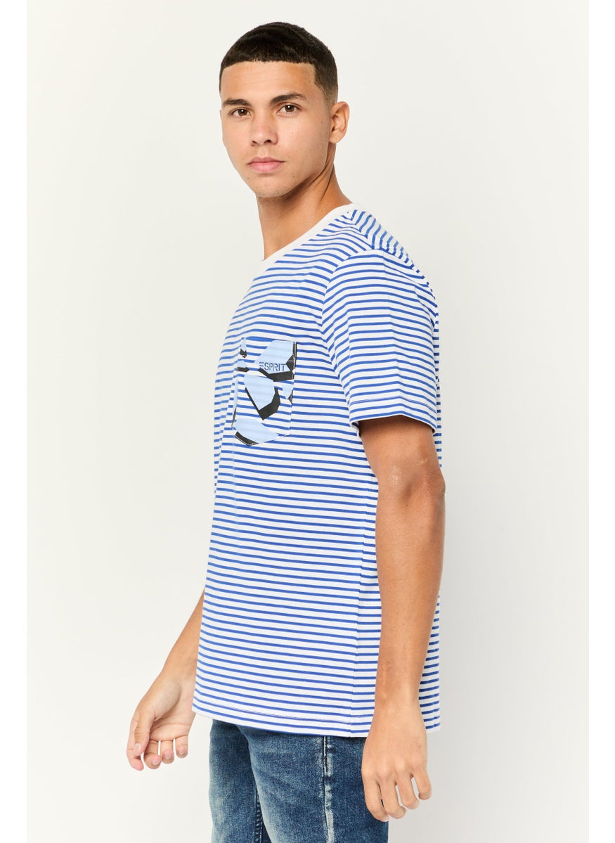 Men Round Neck Short Sleeves Stripe T-Shirt, Multicolor