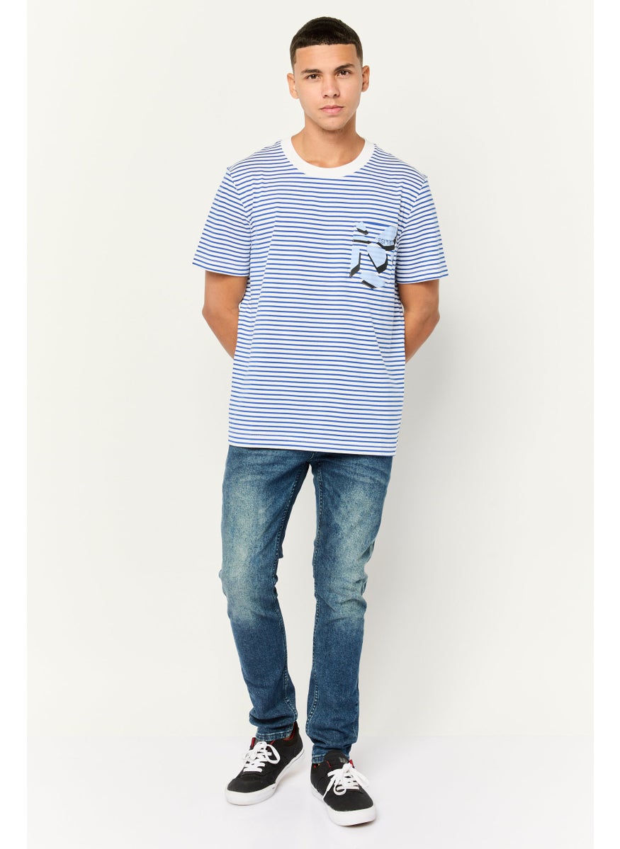 Men Round Neck Short Sleeves Stripe T-Shirt, Multicolor