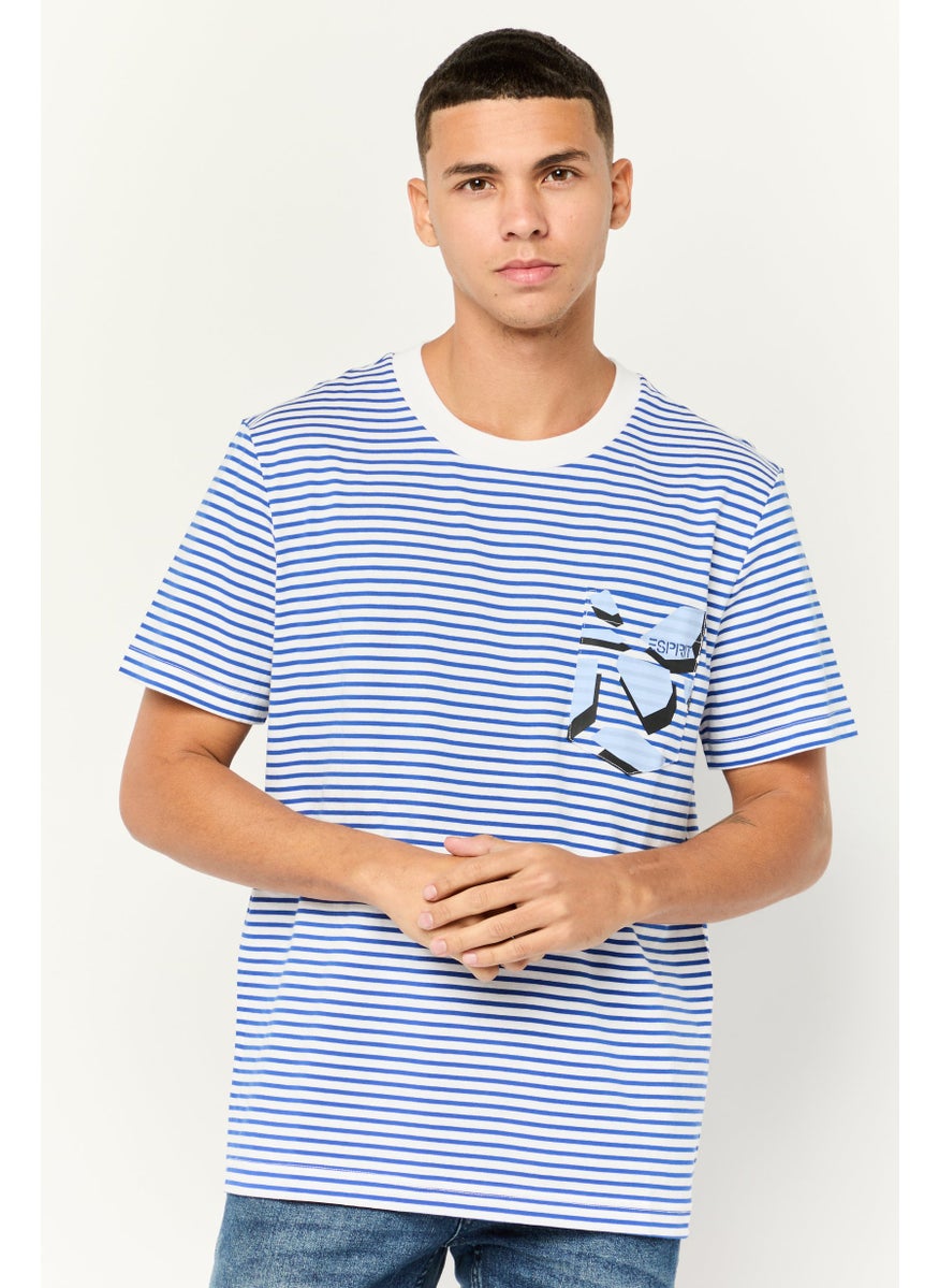 Men Round Neck Short Sleeves Stripe T-Shirt, Multicolor