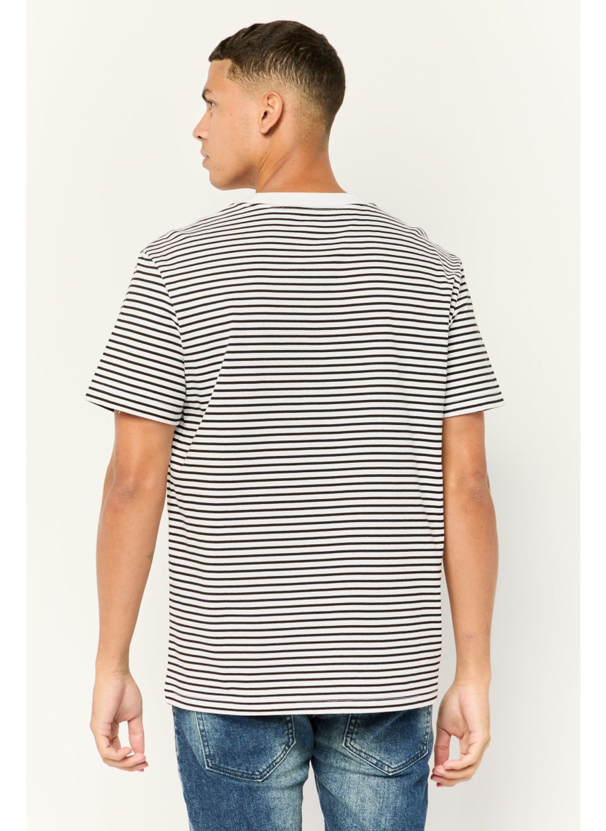Men Round Neck Short Sleeves Stripe T-Shirt, Multicolor