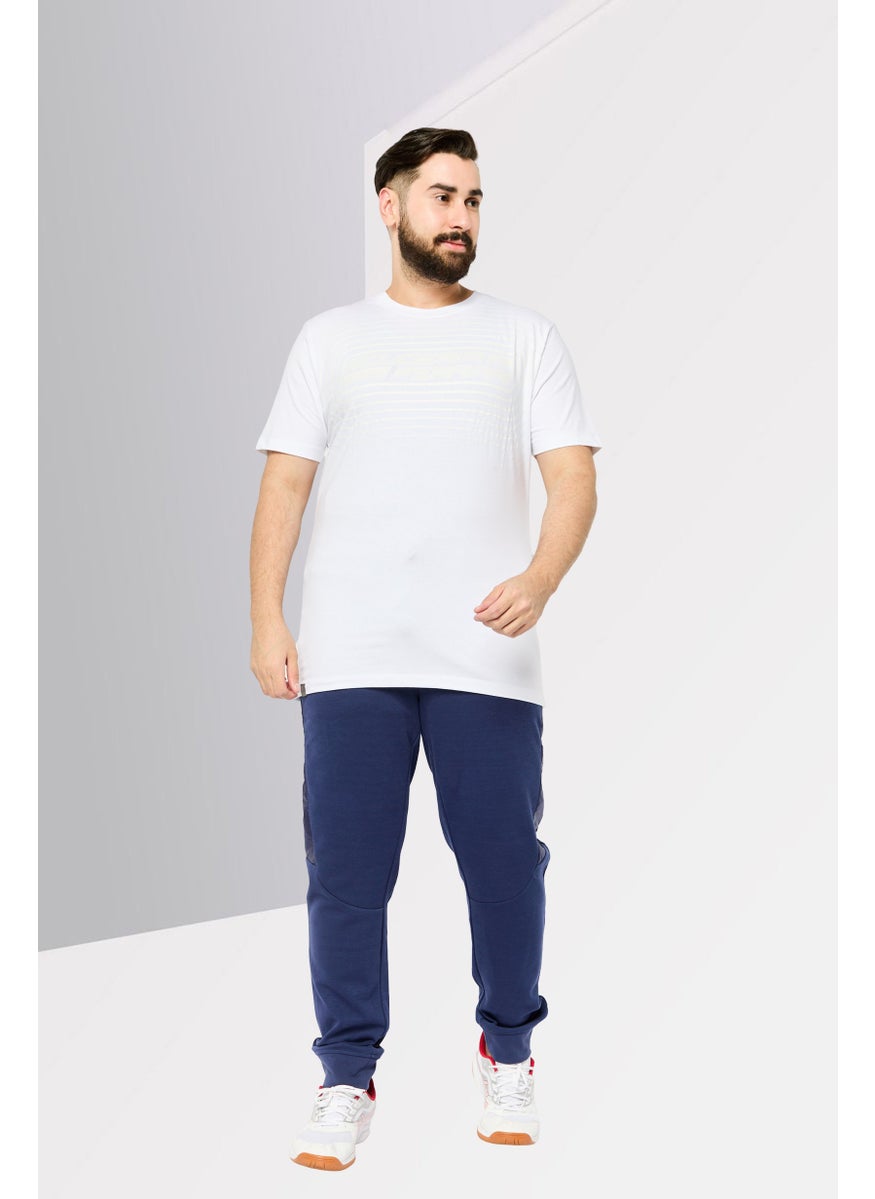 Men Crew Neck Short Sleeves Brand Logo T-Shirt, White