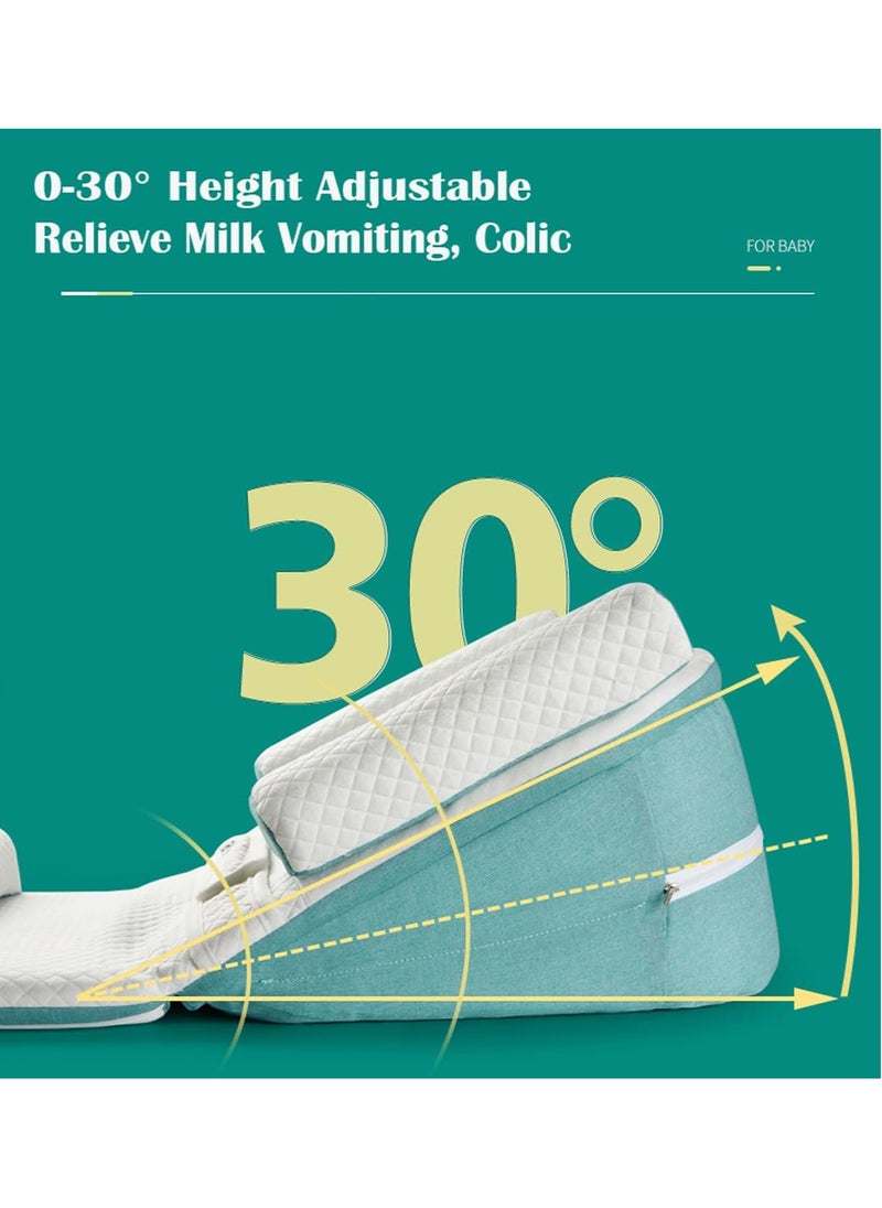 Baby Care Pillow, Baby Anti Spill Pillow, Baby Travel Bed, Baby Care Bed Wedge Sleep Pillow, Anti Backflow Pillow, Adjustable Height 0-30 °, Relieves Vomiting Milk