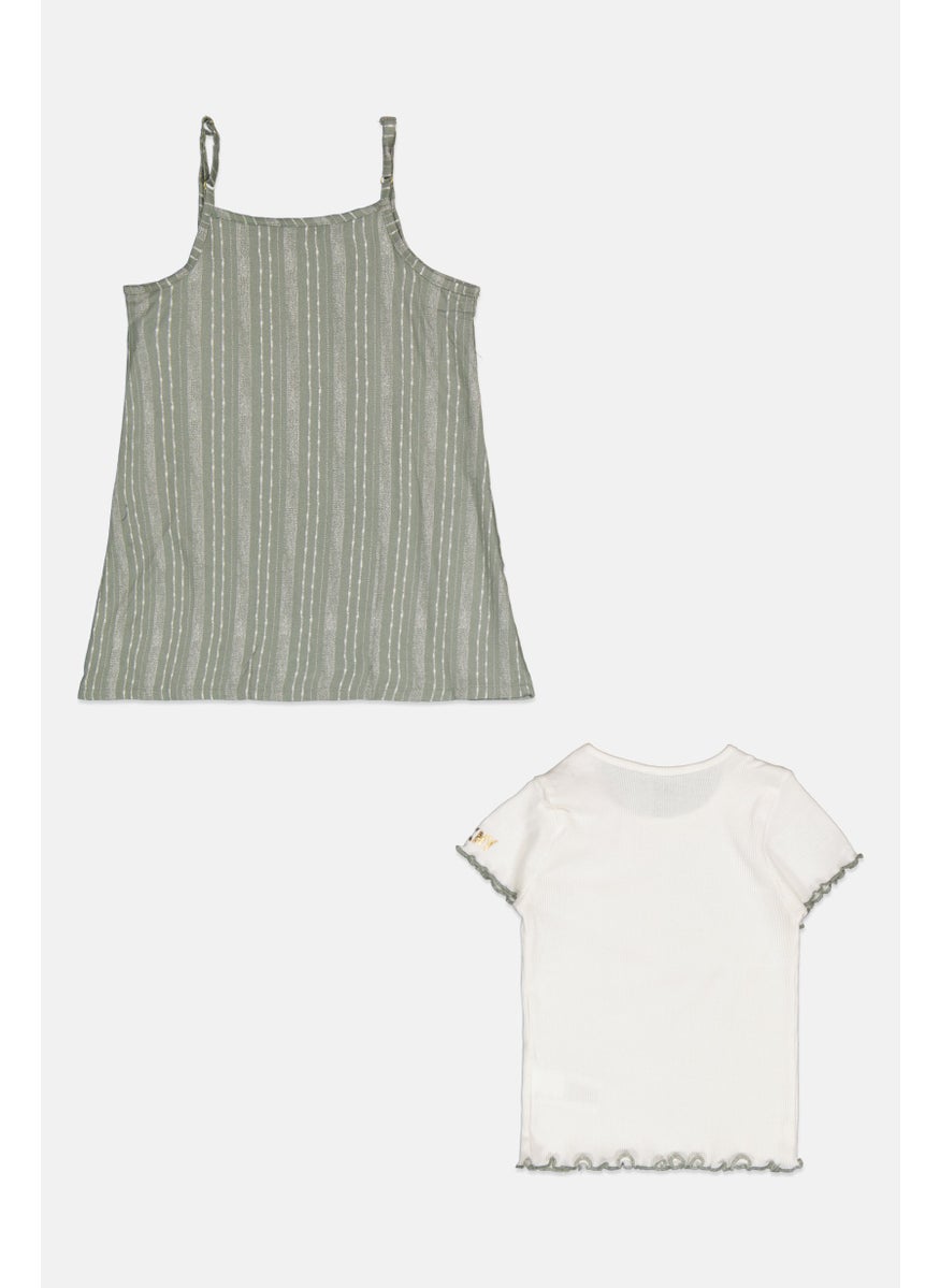 Kids Girl 2 Piece Brand Logo Set, Olive