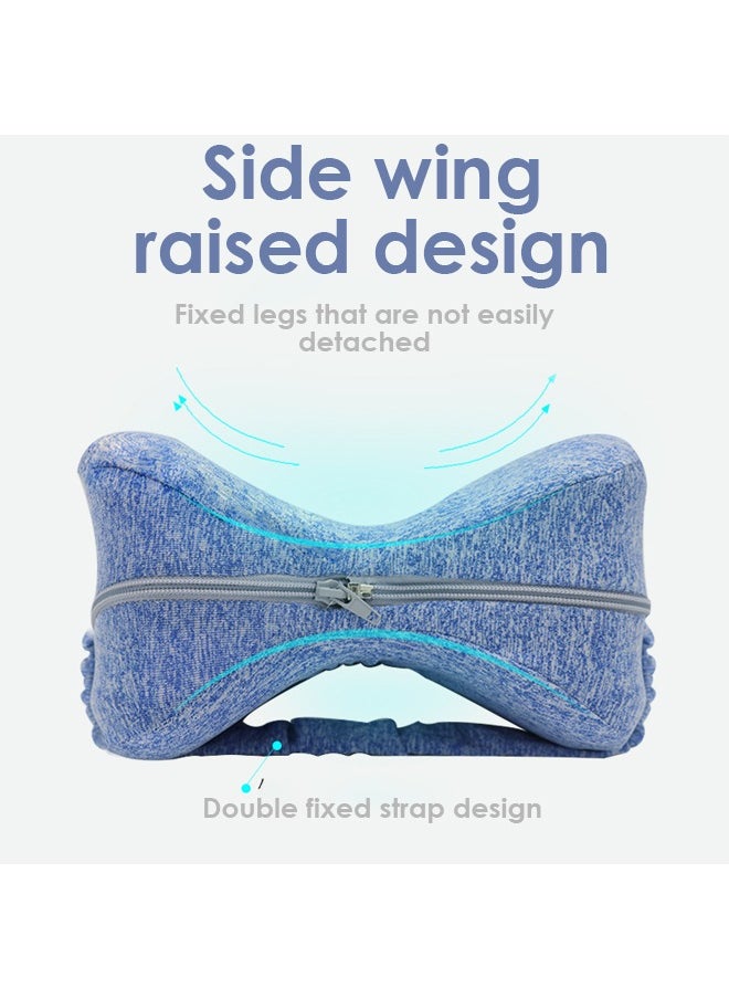 Pregnancy Relax Knee Pillow With Elastic Strap,Knee Pillow for Side Sleepers with Elastic Strap, Memory Foam Leg Pillow, Ideal for Spine Alignment, Hip, Back u0026 Joint Pain Relief , for Better Sle