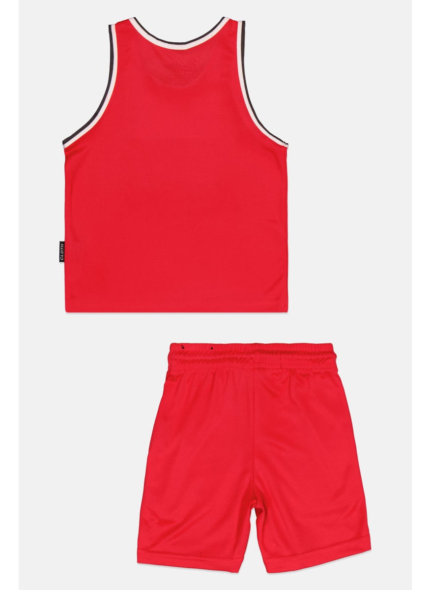 Toddlers Boy 2 Pieces Graphic Print Cycling Jersey And Shorts Set, Red