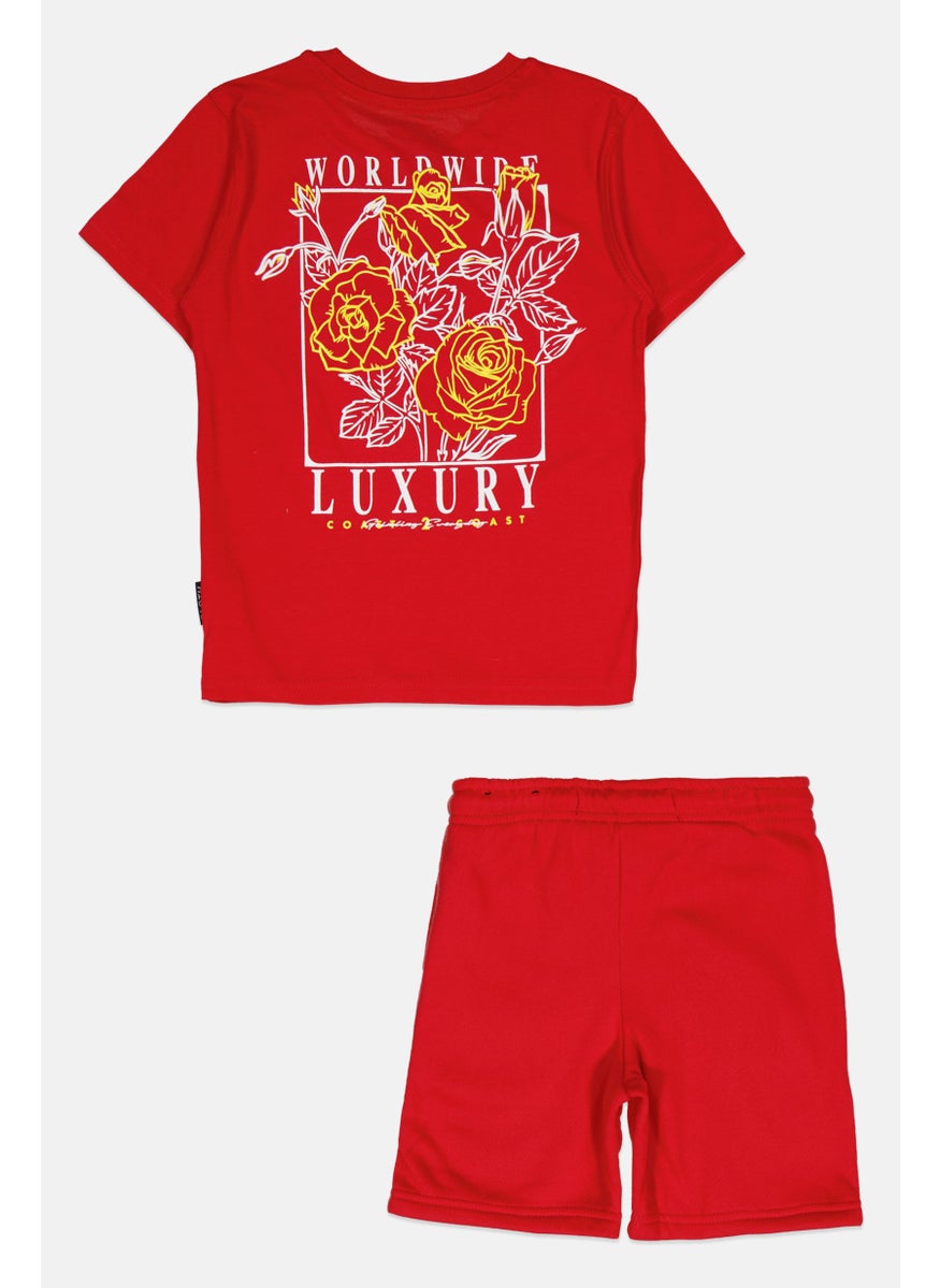 Toddlers Boy 2 Pieces Graphic Print T-Shirt And Shorts Set, Red