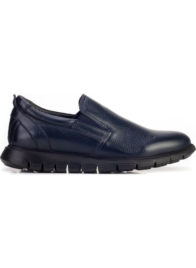 Leather Navy Blue Men's Shoes