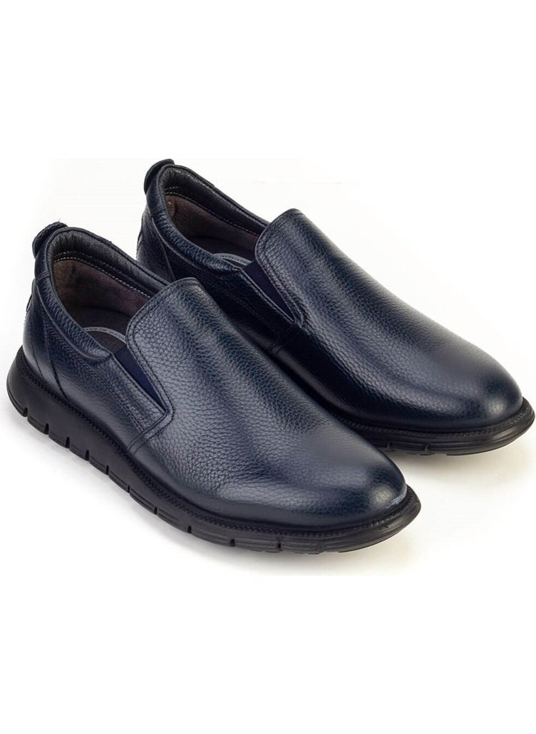 Leather Navy Blue Men's Shoes
