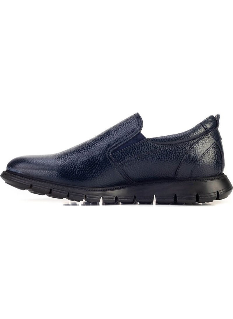 Leather Navy Blue Men's Shoes