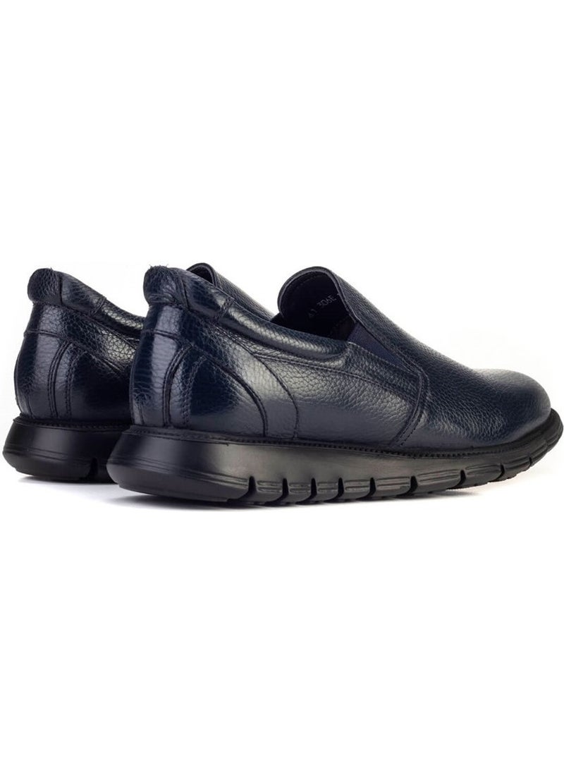 Leather Navy Blue Men's Shoes