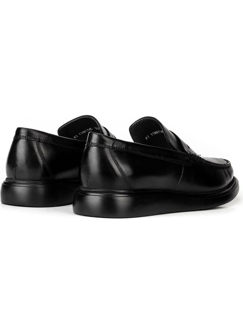 Raffaello Real Leather Laceless Casual Men's Shoes 114M1145 Black