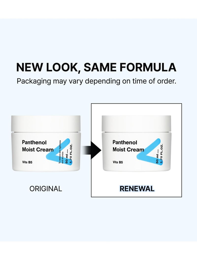 TIAM Panthenol Moist Cream, 1.7 fl oz, 10% Panthenol (Vitamin B5) Moisturizer for Dry & Sensitive Skin, Long-Lasting Hydration for Soft & Glowy Skin, Korean Skin Care