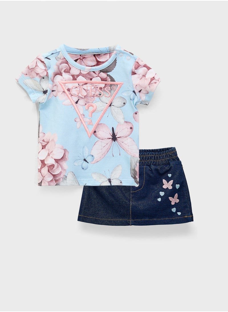 Kids Printed T-Shirt & Skirt Set