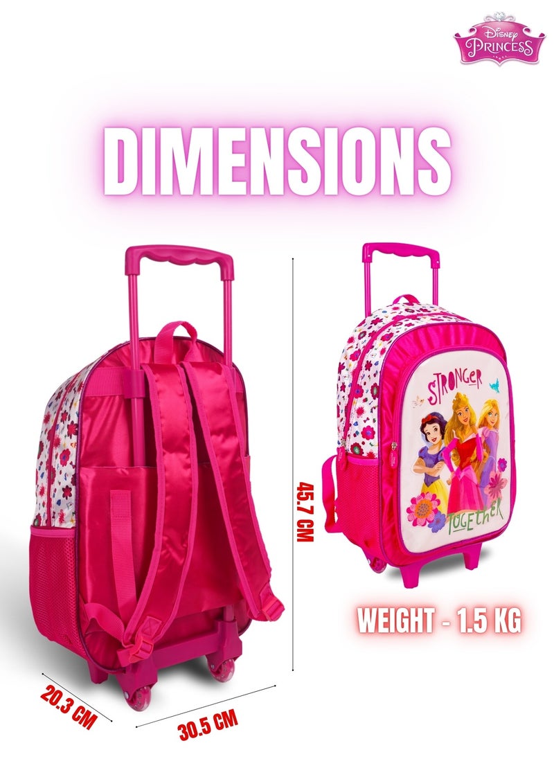Princess 5-in-1 Trolley School Bag Set - Ergonomic Backpack, Water Bottle, Lunch Box, Insulated Bag & Pencil Case, Lightweight & Durable, for Girls 6+, Perfect for School & Travel