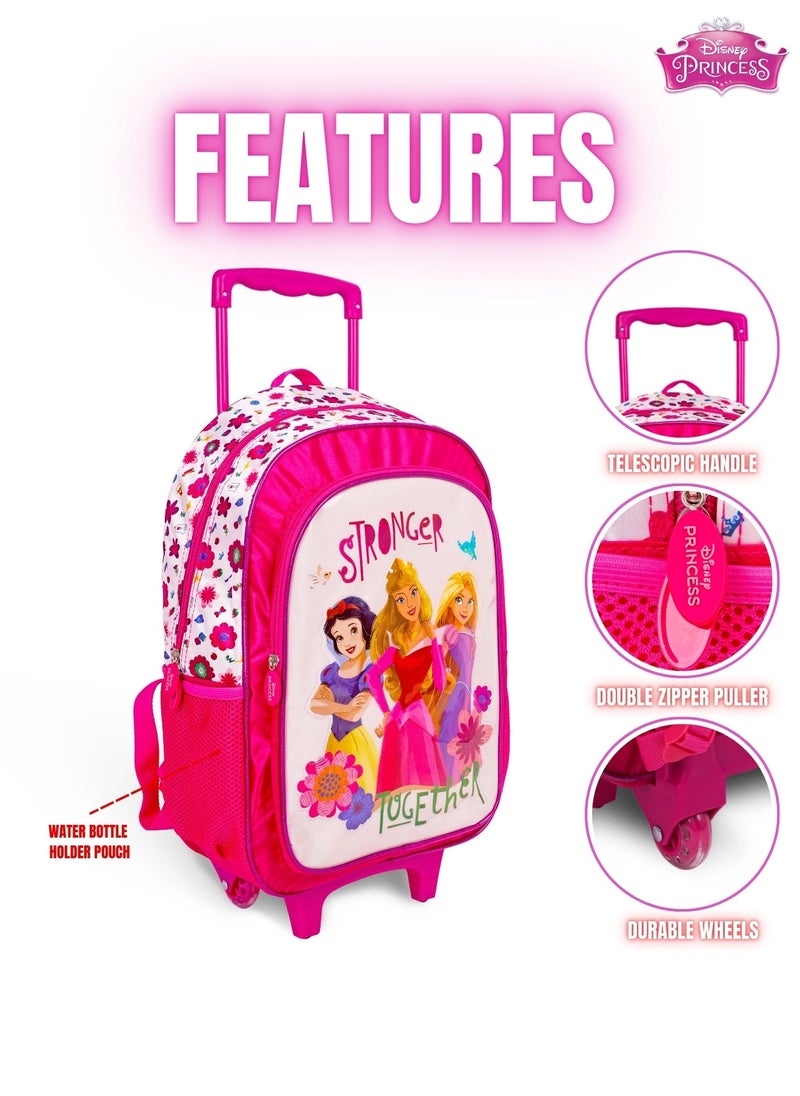 Princess 5-in-1 Trolley School Bag Set - Ergonomic Backpack, Water Bottle, Lunch Box, Insulated Bag & Pencil Case, Lightweight & Durable, for Girls 6+, Perfect for School & Travel