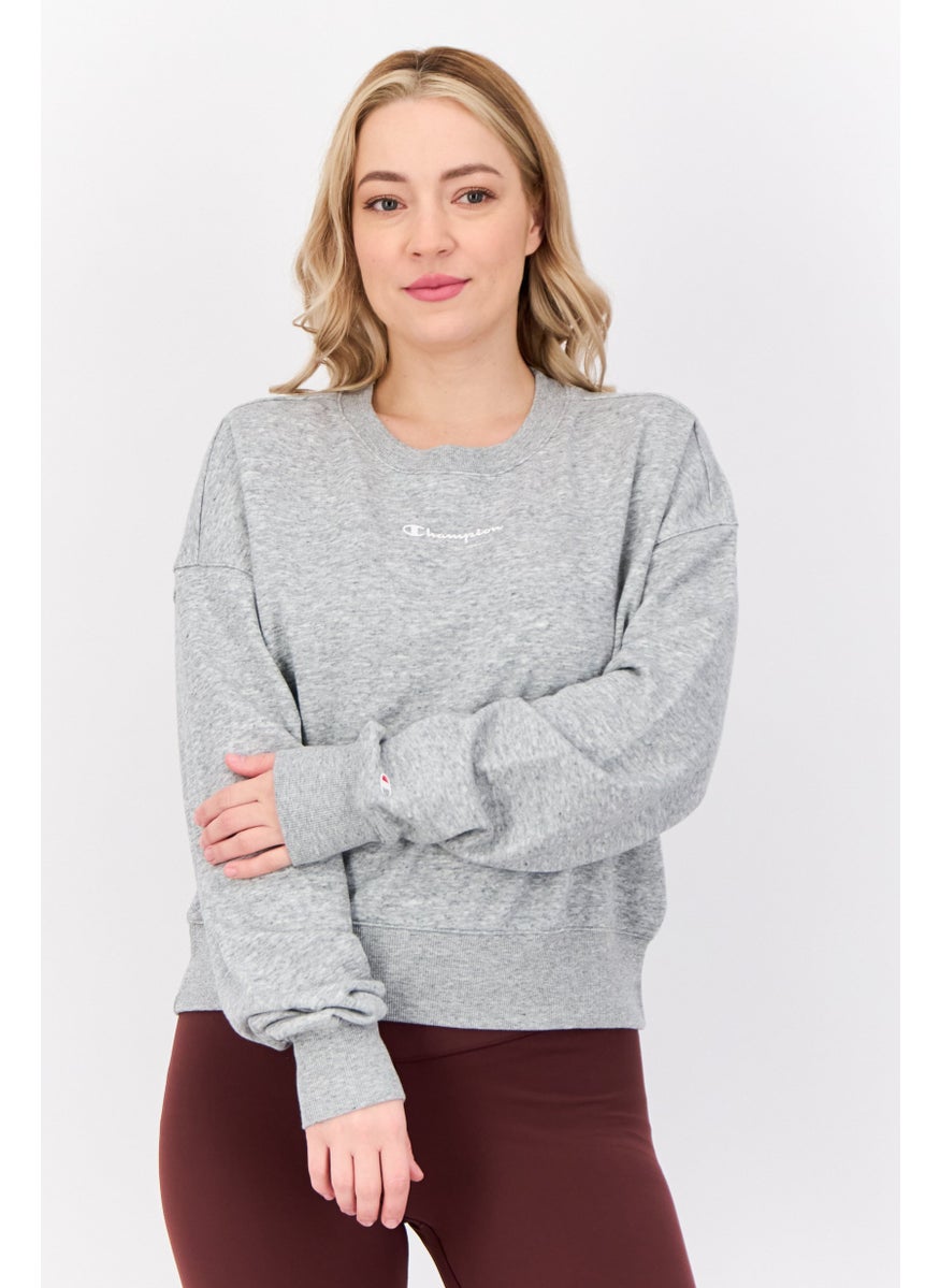 Women Comfort Fit Long Sleeve Outdoor Sweatshirt, Grey