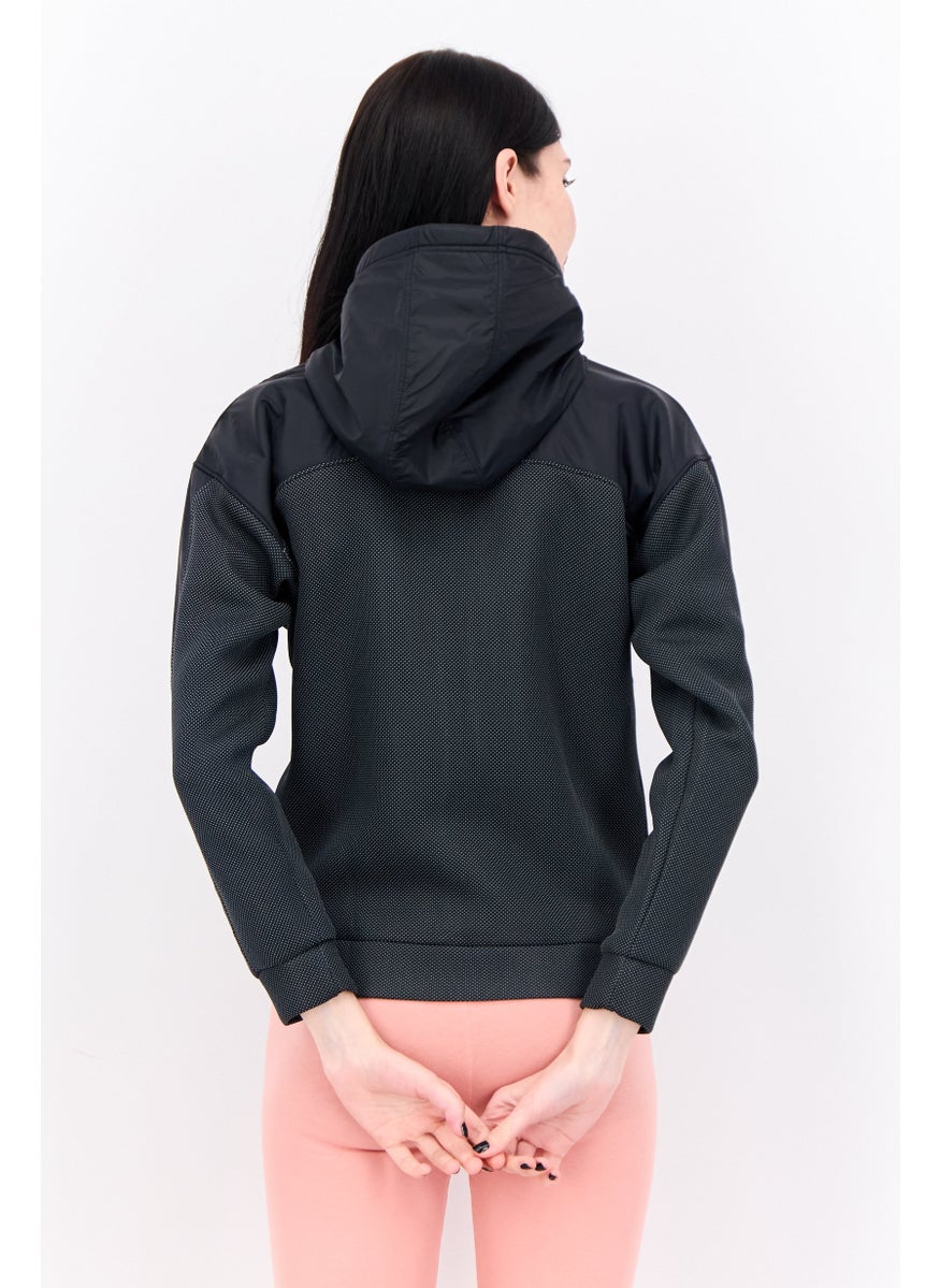 Women Sportswear Fit Brand Logo Training Sweatshirt, Black