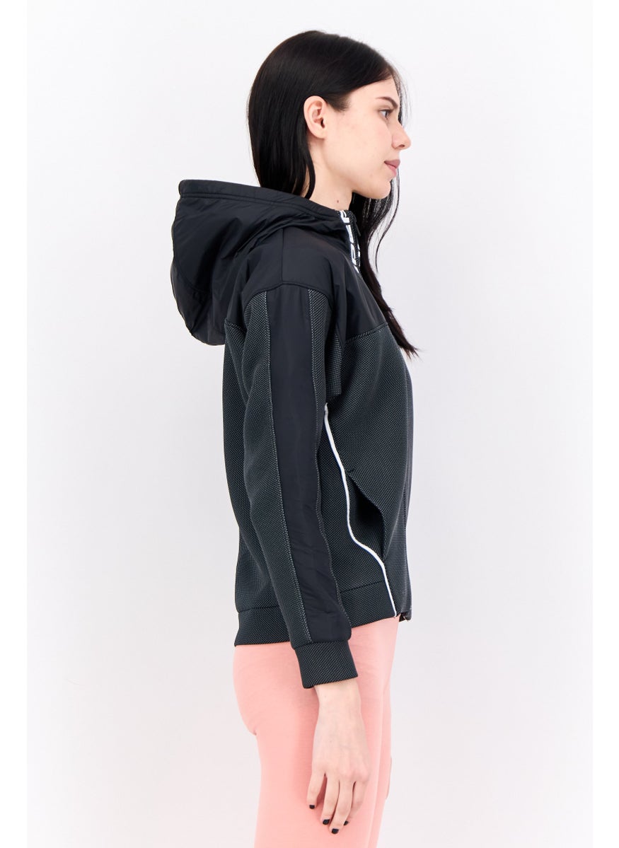 Women Sportswear Fit Brand Logo Training Sweatshirt, Black