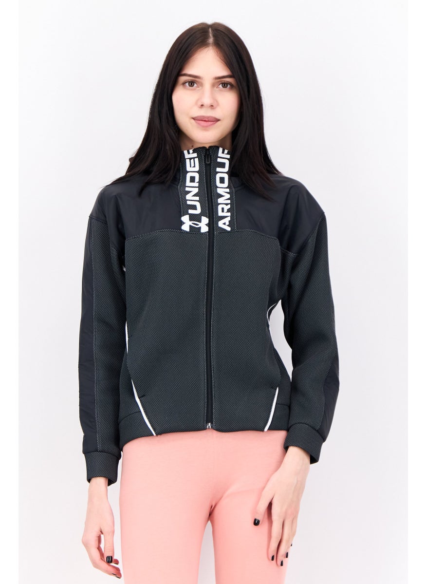 Women Sportswear Fit Brand Logo Training Sweatshirt, Black