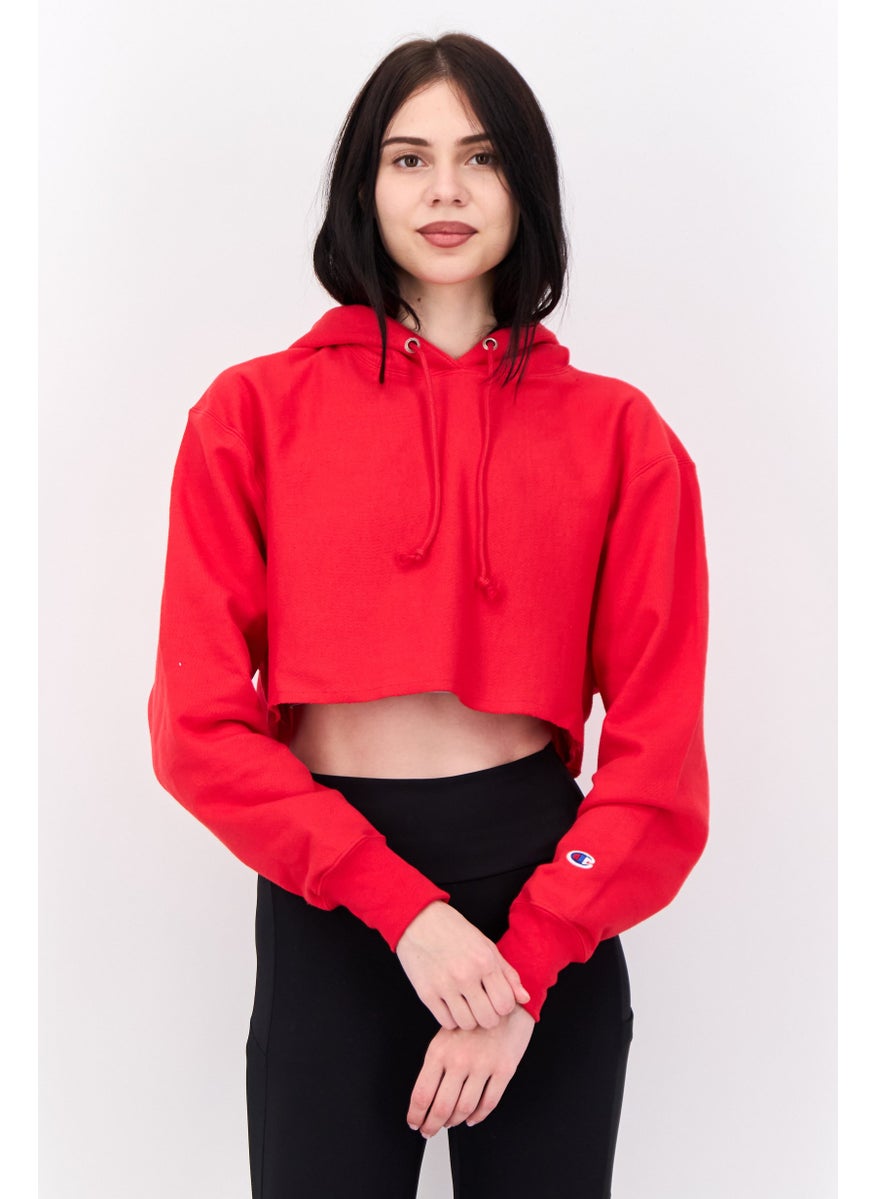 Women Sportswear Fit Long Sleeve Outdoor Sweatshirt, Red