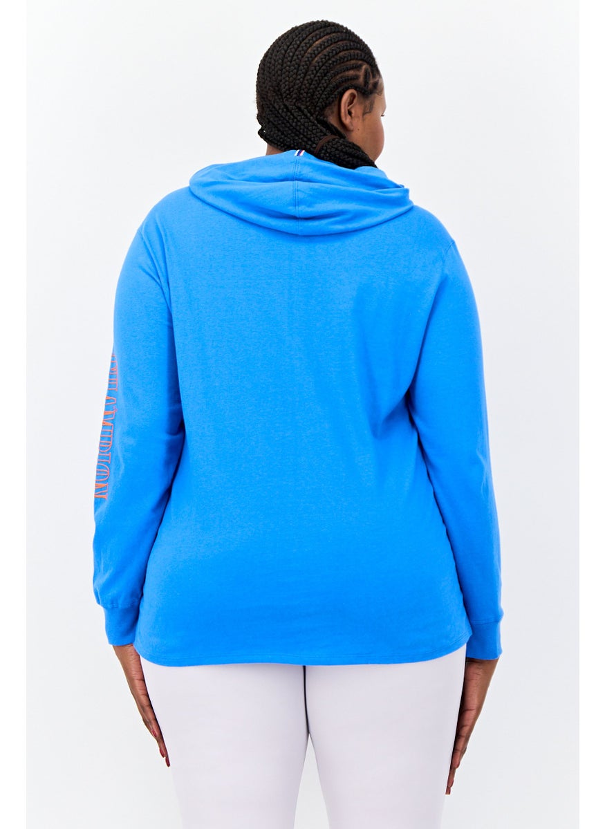 Women Plus Size Long Sleeve Outdoor Sweatshirt, Blue