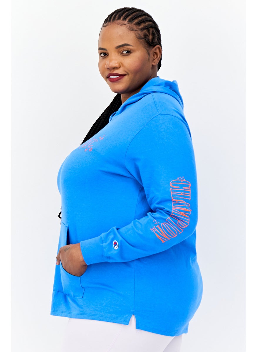 Women Plus Size Long Sleeve Outdoor Sweatshirt, Blue
