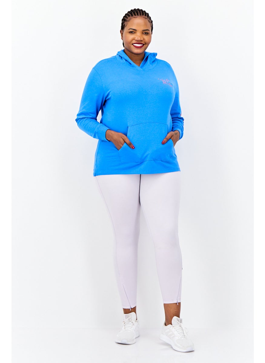 Women Plus Size Long Sleeve Outdoor Sweatshirt, Blue