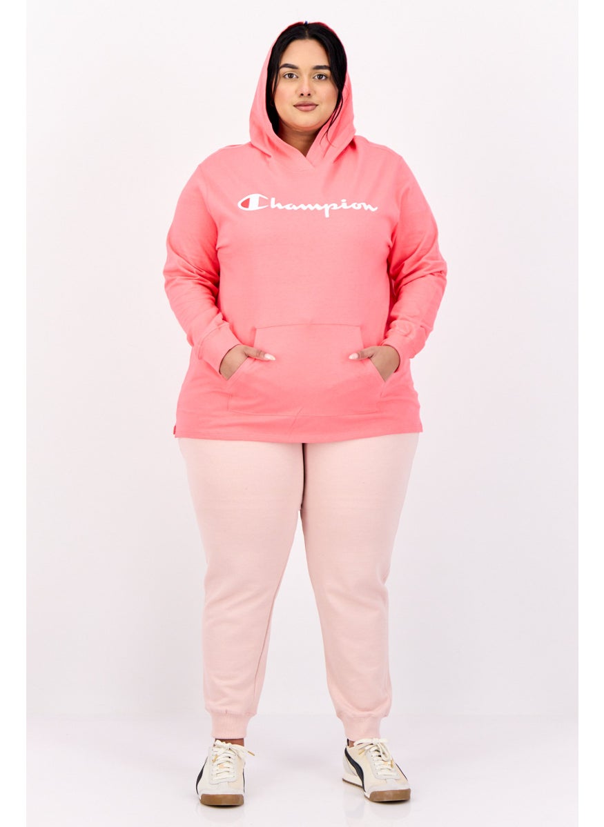 Women Plus Size Long Sleeve Outdoor Hoodie, Pink