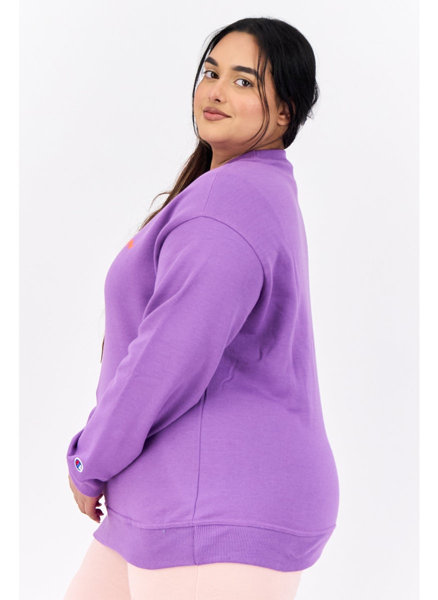 Women Plus Size Long Sleeves Outdoor Sweatshirts, Purple