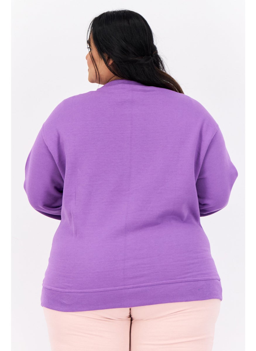Women Plus Size Long Sleeves Outdoor Sweatshirts, Purple