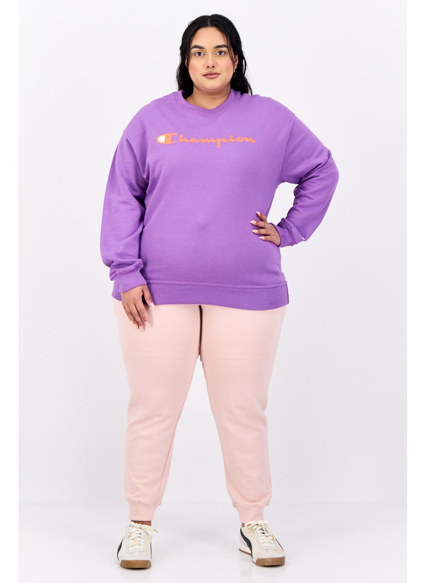 Women Plus Size Long Sleeves Outdoor Sweatshirts, Purple
