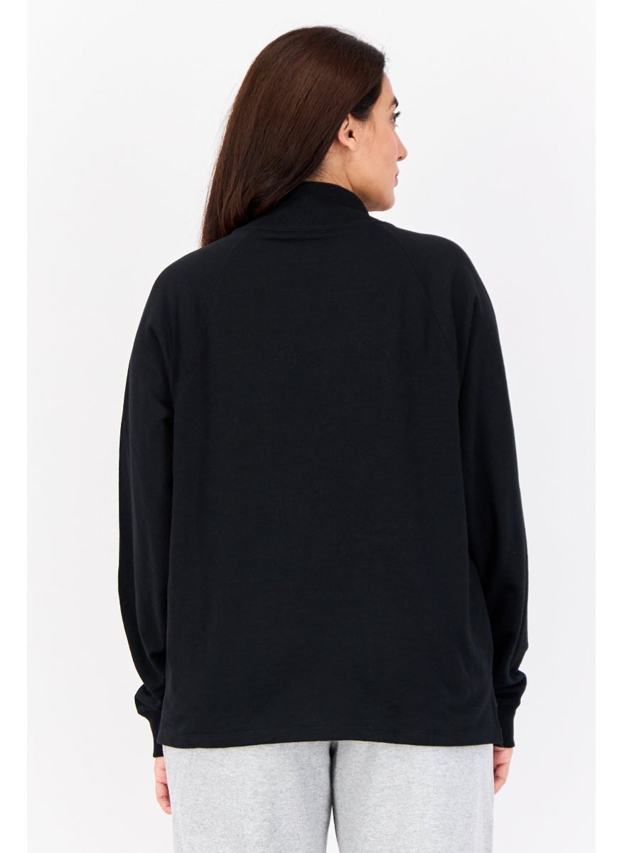 Women Sportswear  Fit Long Sleeves Outdoor Sweatshirt, Black