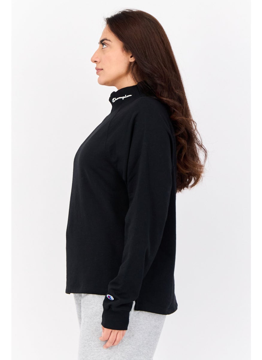 Women Sportswear  Fit Long Sleeves Outdoor Sweatshirt, Black
