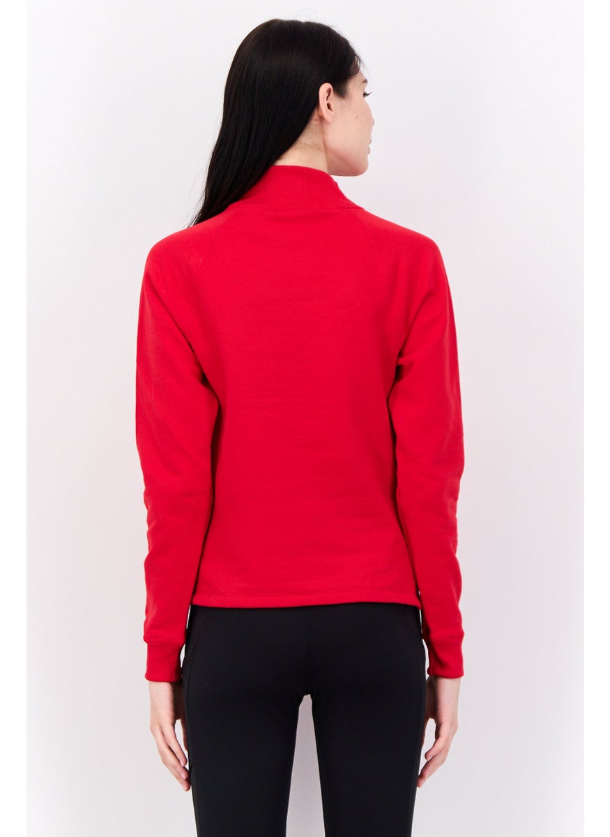 Women Sportswear Fit Long Sleeves Outdoor Sweatshirt, Red