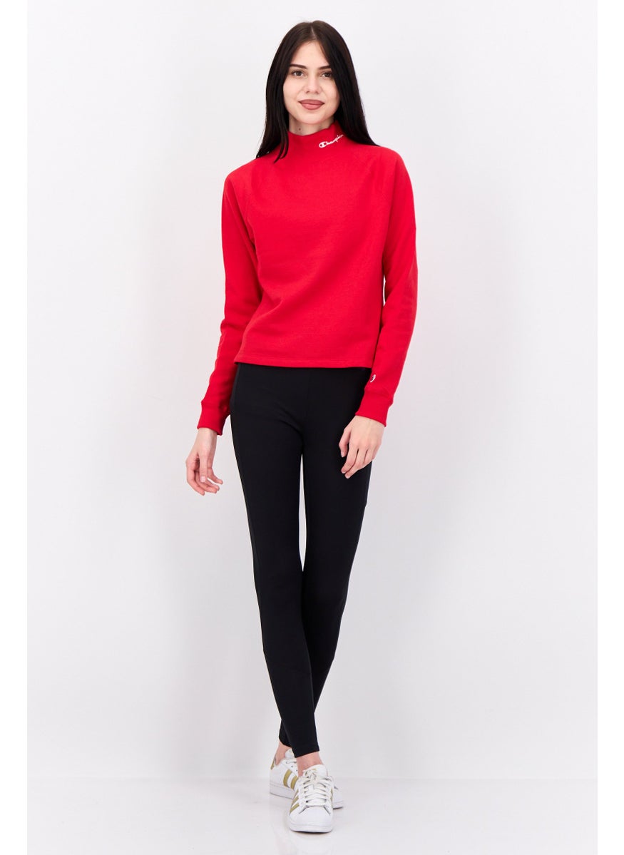 Women Sportswear Fit Long Sleeves Outdoor Sweatshirt, Red