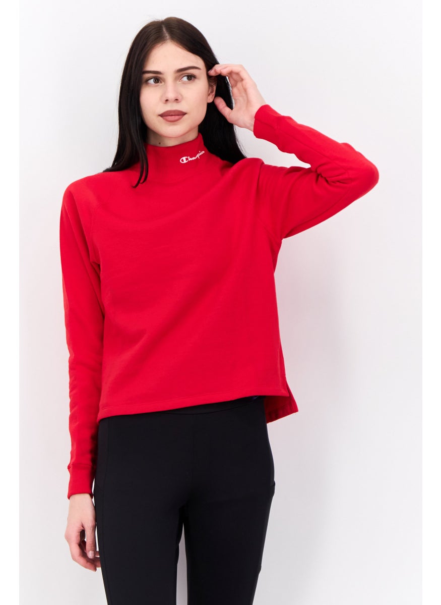 Women Sportswear Fit Long Sleeves Outdoor Sweatshirt, Red