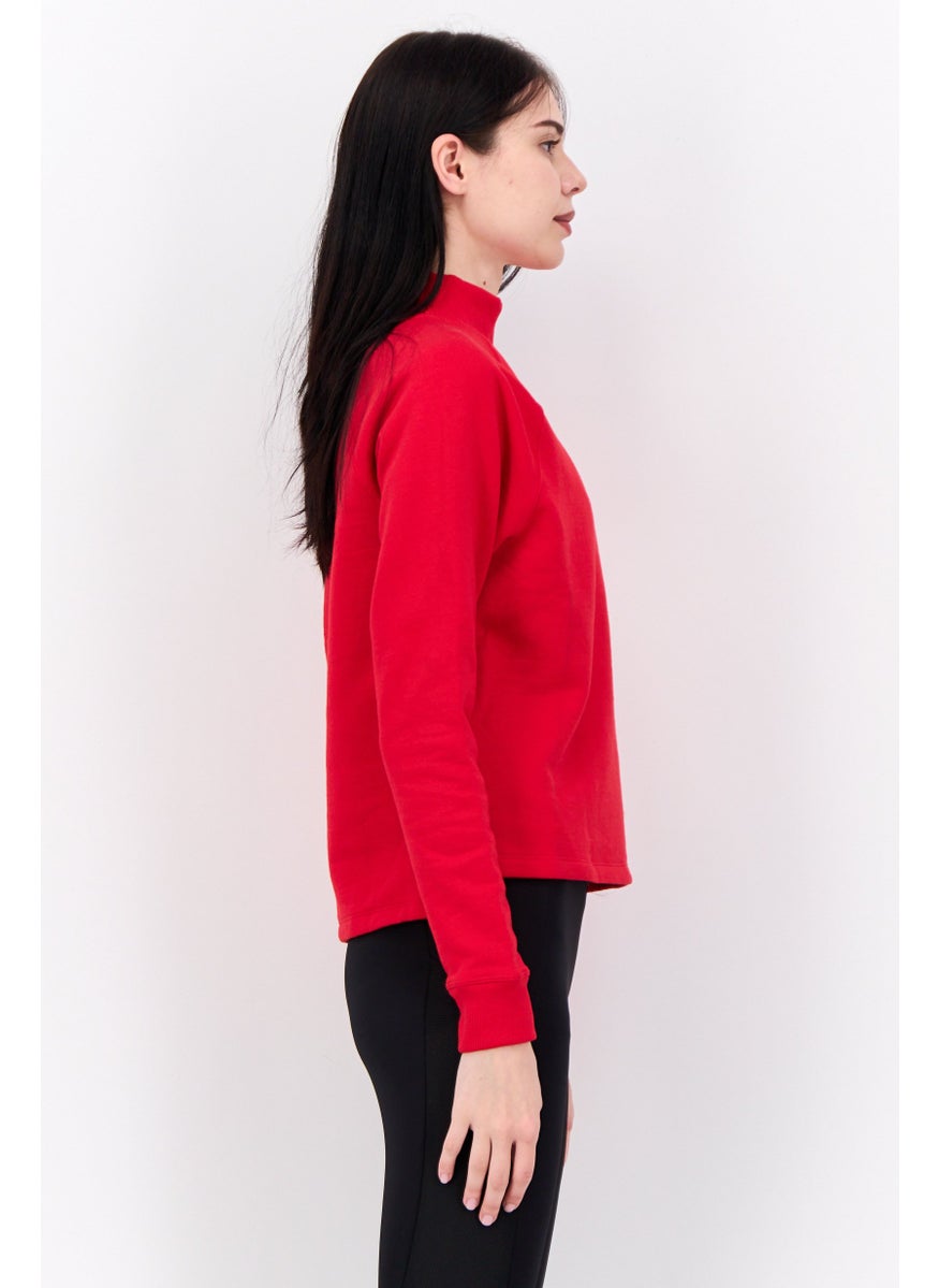 Women Sportswear Fit Long Sleeves Outdoor Sweatshirt, Red