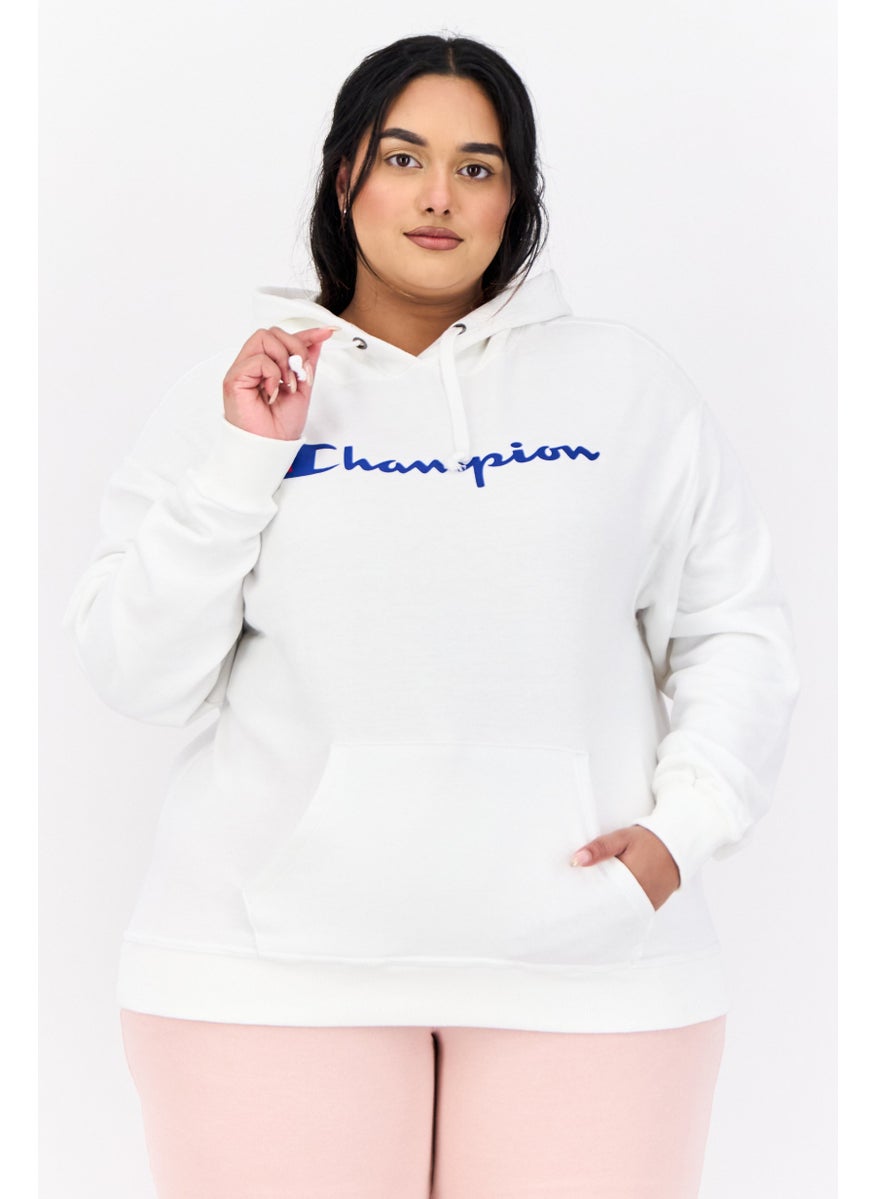 Women Plus Size Long Sleeves Outdoor Hoodie, White