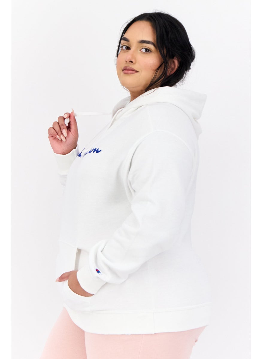 Women Plus Size Long Sleeves Outdoor Hoodie, White