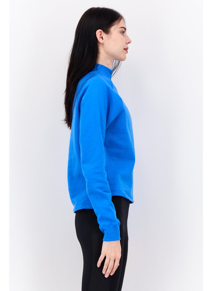 Women Sportswear Fit Long Sleeves Outdoor Sweatshirt, Blue