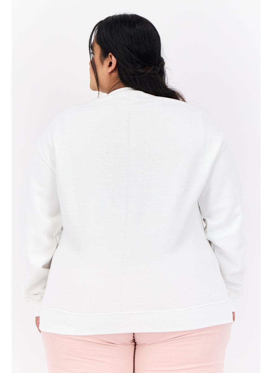 Women Plus Size Long Sleeves Outdoor Sweatshirts, White
