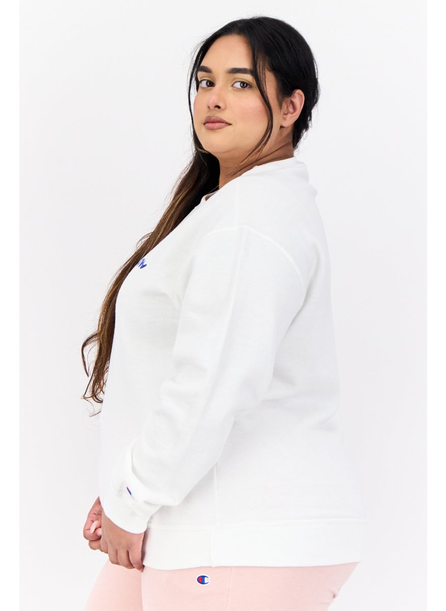 Women Plus Size Long Sleeves Outdoor Sweatshirts, White