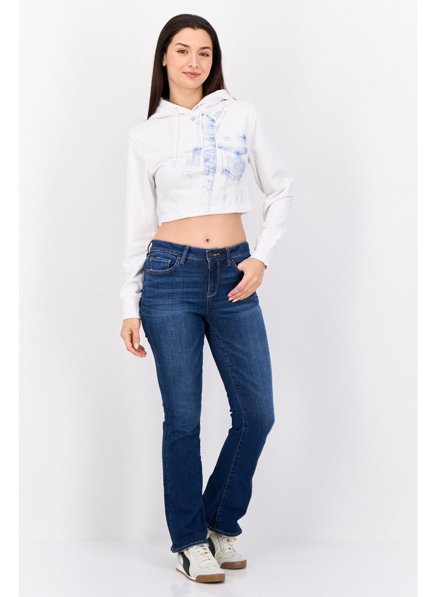 Women Hooded Long Sleeve Graphics Sweatshirt, White