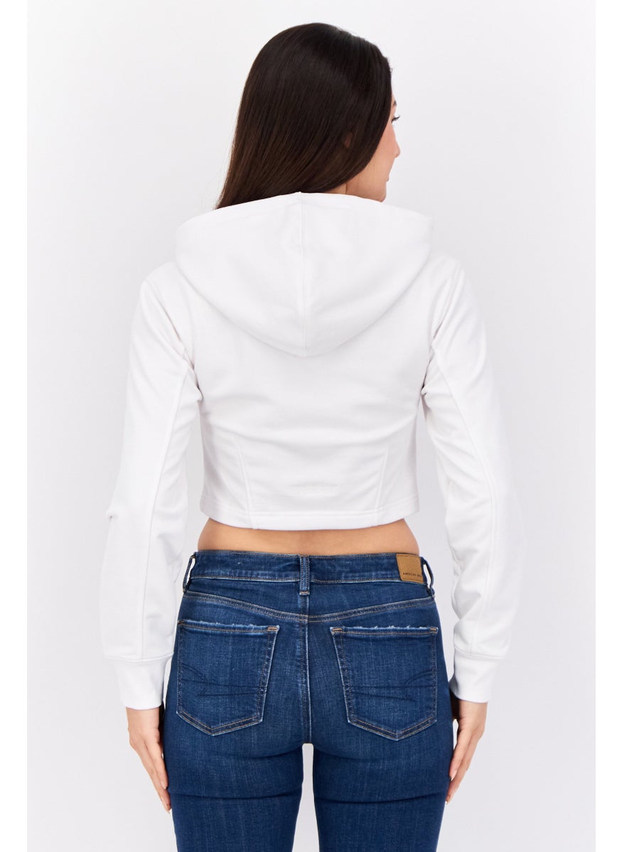 Women Hooded Long Sleeve Graphics Sweatshirt, White